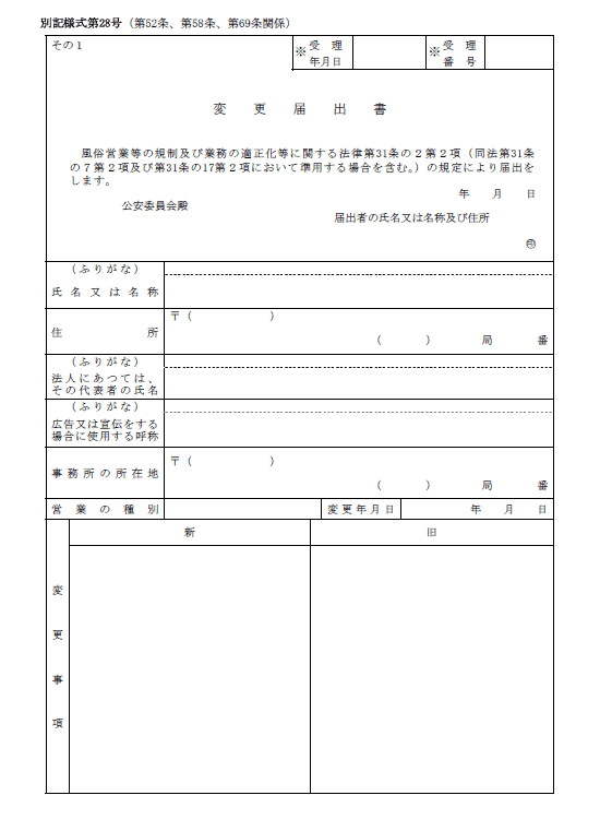 変更届出書サンプル
